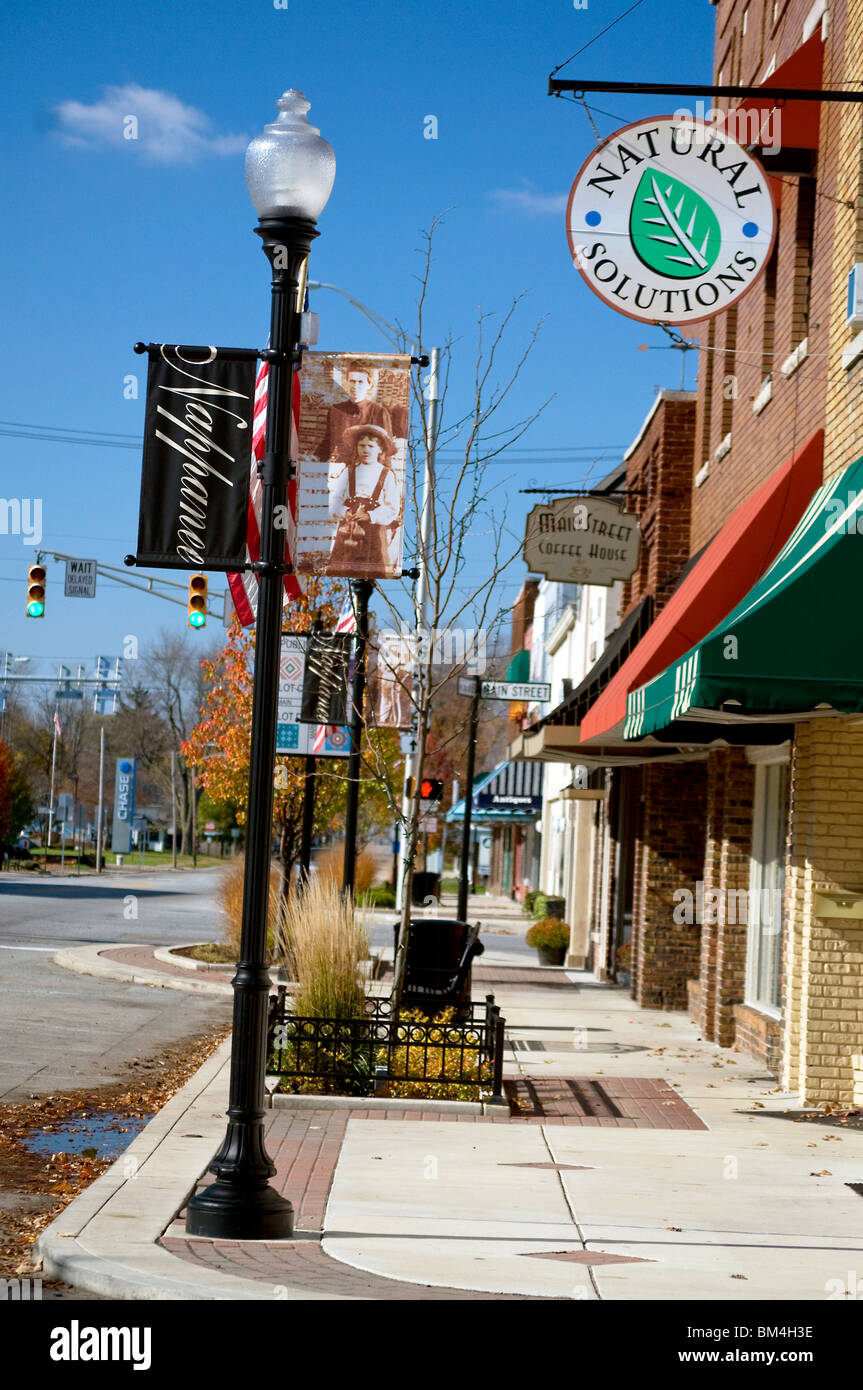 Shops on Market Street in downtown Nappanee in the heart of Amishland