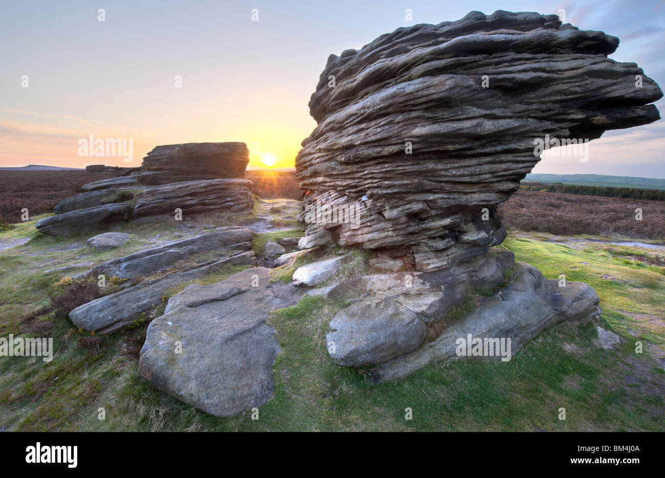 Ox stones above Ringinglow in Derbyshire Stock Photo