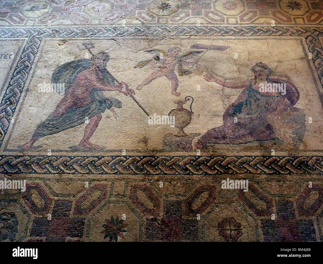 Roman mosaics at Paphos in Cyprus. Stock Photo