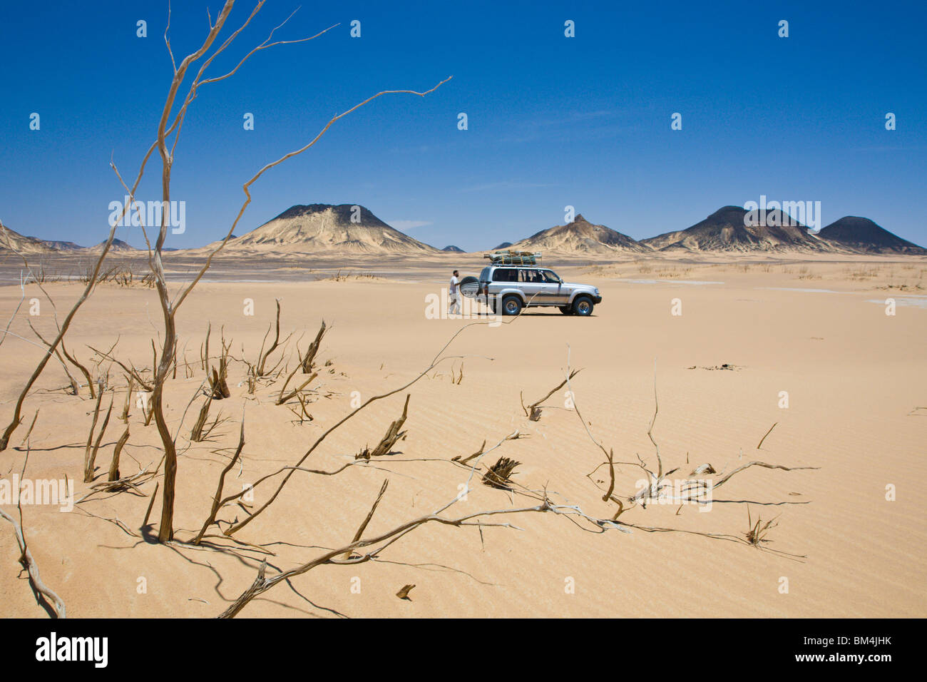 Jeep Tour in Black Desert, Libyan Desert, Egypt Stock Photo