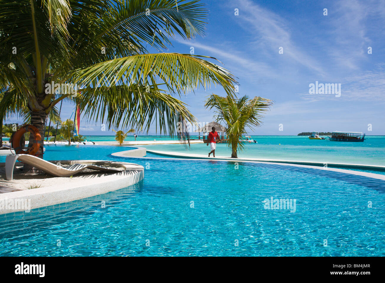 Pool of Maldive Island Kandooma, South Male Atoll, Maldives Stock Photo