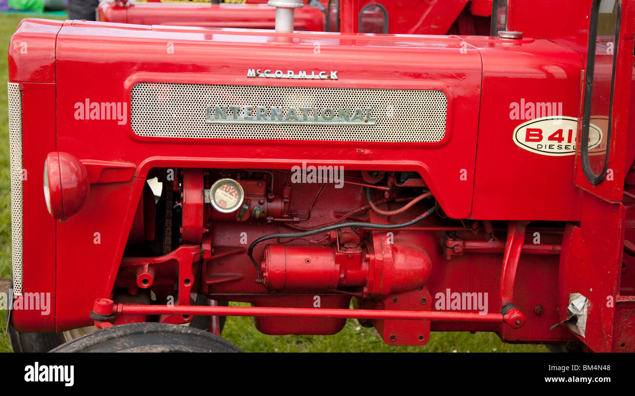 Detail of the engine of a vintage McCormick International B414