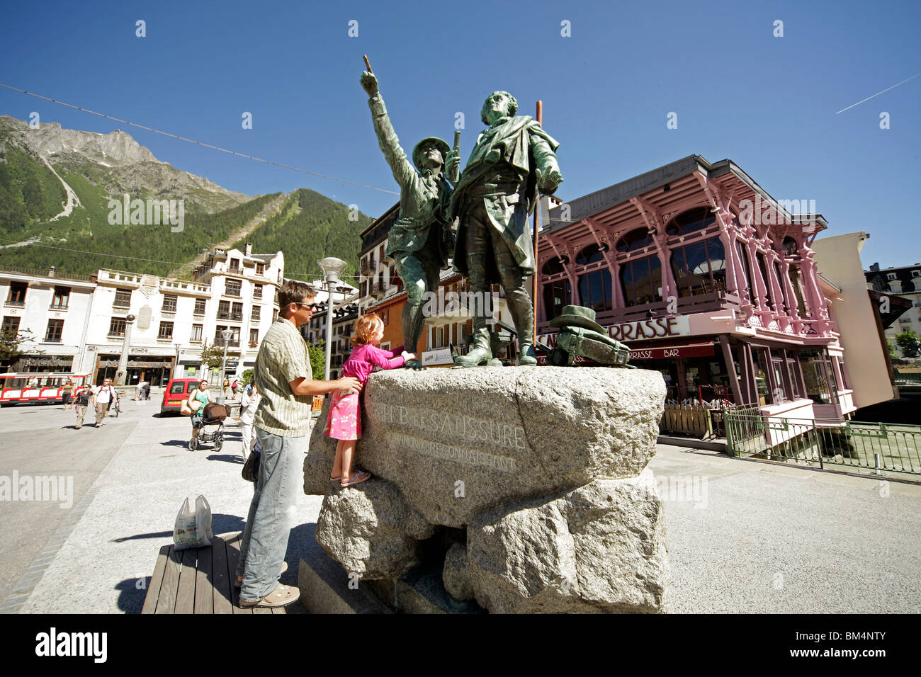 Horace-Benedict de Saussure-Monument in the village of Chamonix-Mont-Blanc, France, Europe Stock Photo