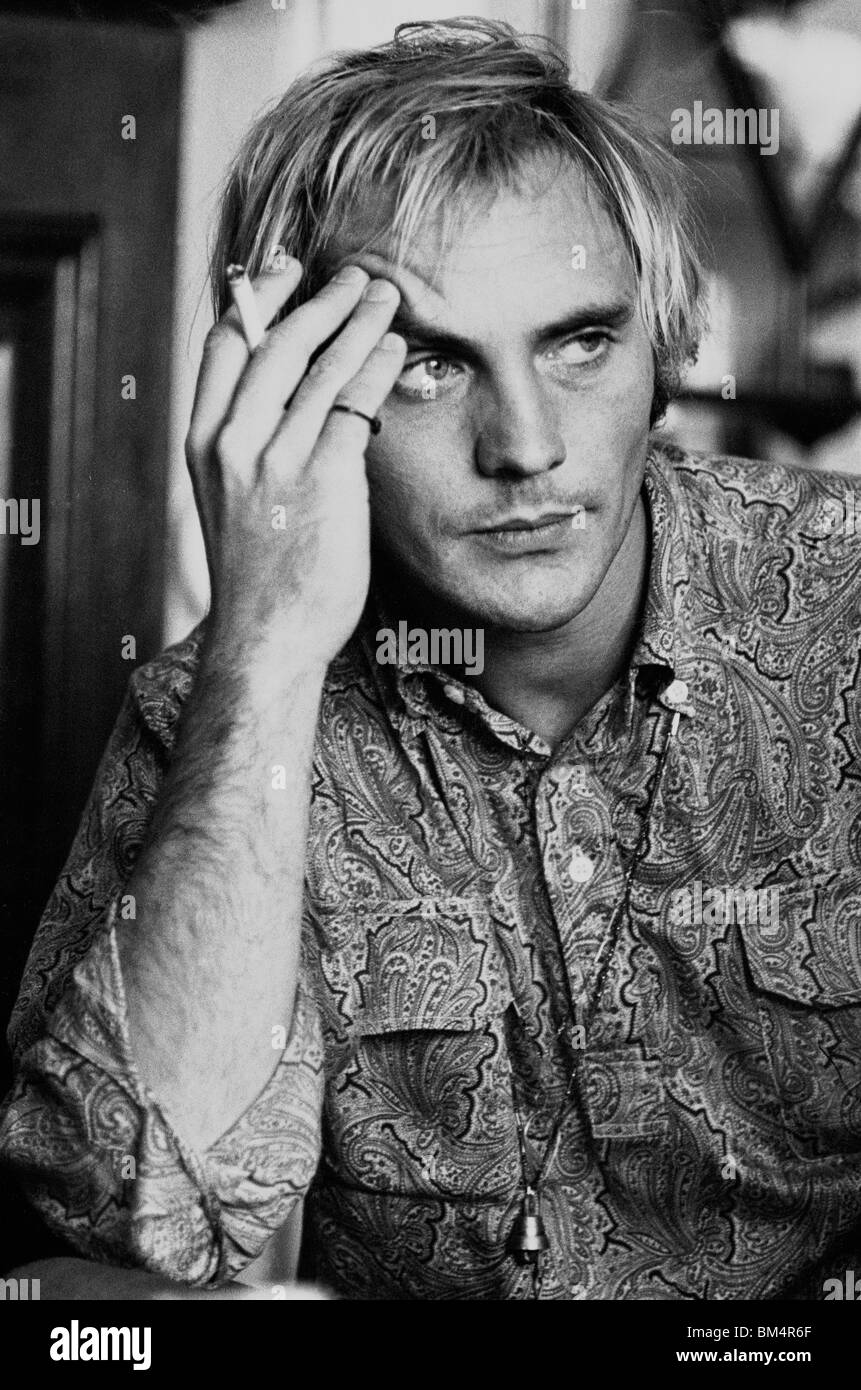 British actor Terence Stamp photographed in 1967 doing publicity interviews on location in Somerset for the John Schlesinger directed MGM film Far From the Madding Crowd in which he appears with Julie Christie and David Hemmings. He was at the start of his very long career in film. Stock Photo