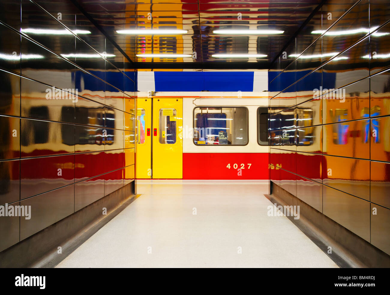 Metro train in Haymarket underground Metro station in Newcastle upon Tyne, England, UK Stock Photo