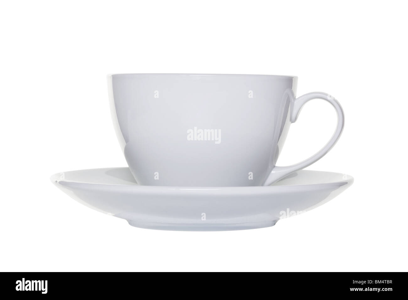 White tea cup and saucer isolated on a white background with clipping path Stock Photo