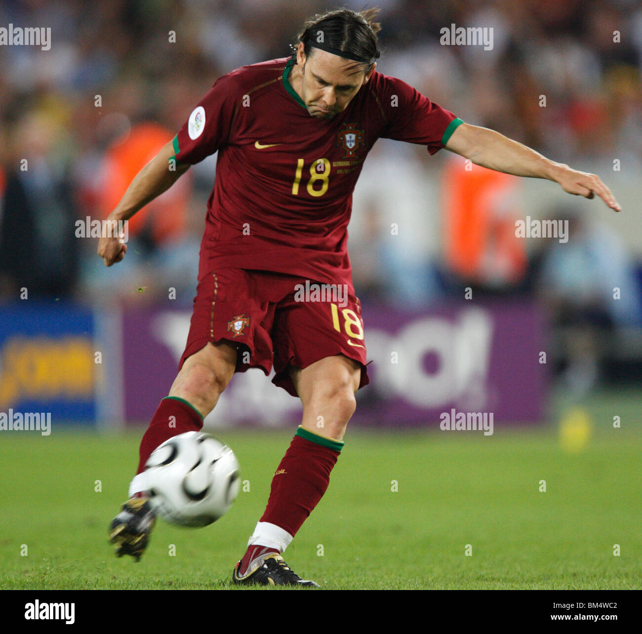 Maniche of Portugal shoots the ball during the 2006 World Cup third place match against Germany July 8, 2006. Stock Photo