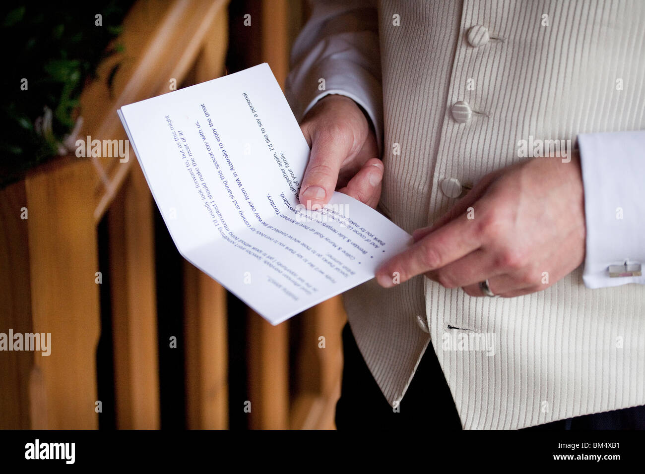 groom reading a speech Stock Photo