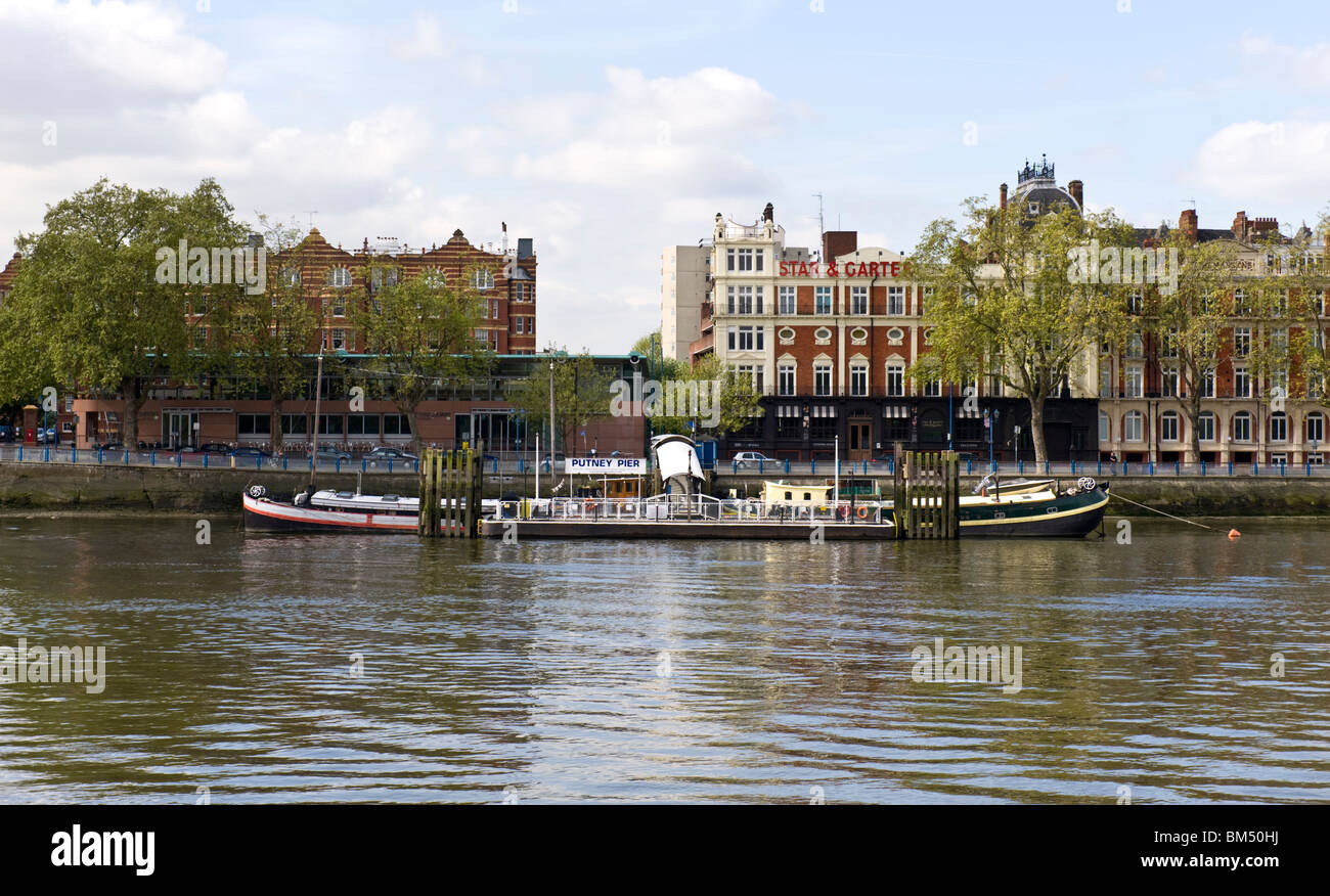 A view of Putney from Fulham on the river Thames, London, UK. Stock Photo