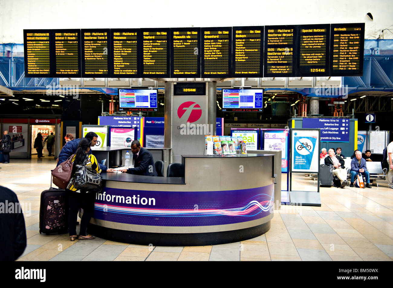 Information desk at Paddington Railway Station, London, England, UK