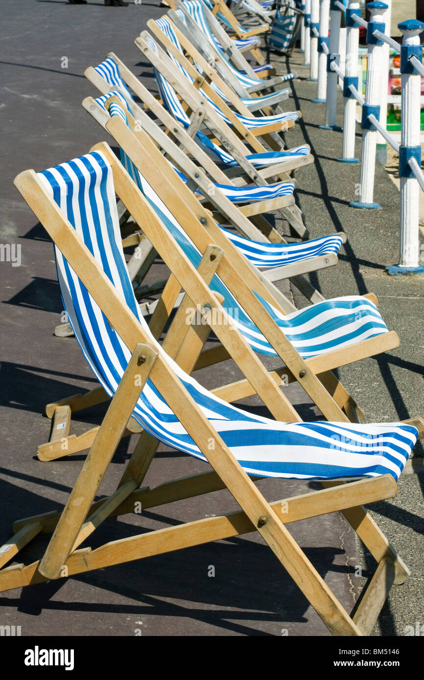 Deck chairs on the pier at Weymouth Stock Photo Alamy
