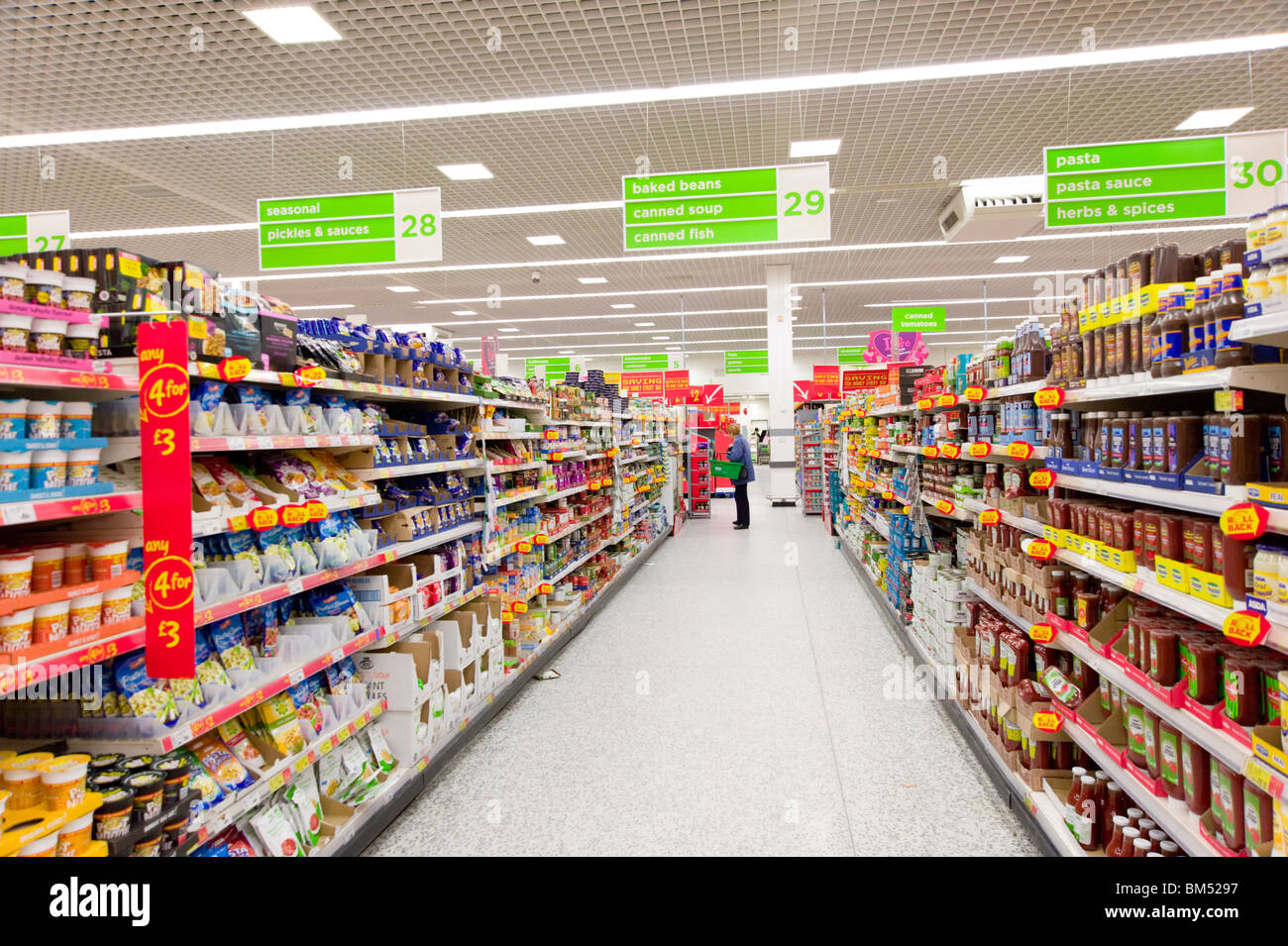 Asda supermarket aisle, UK Stock Photo