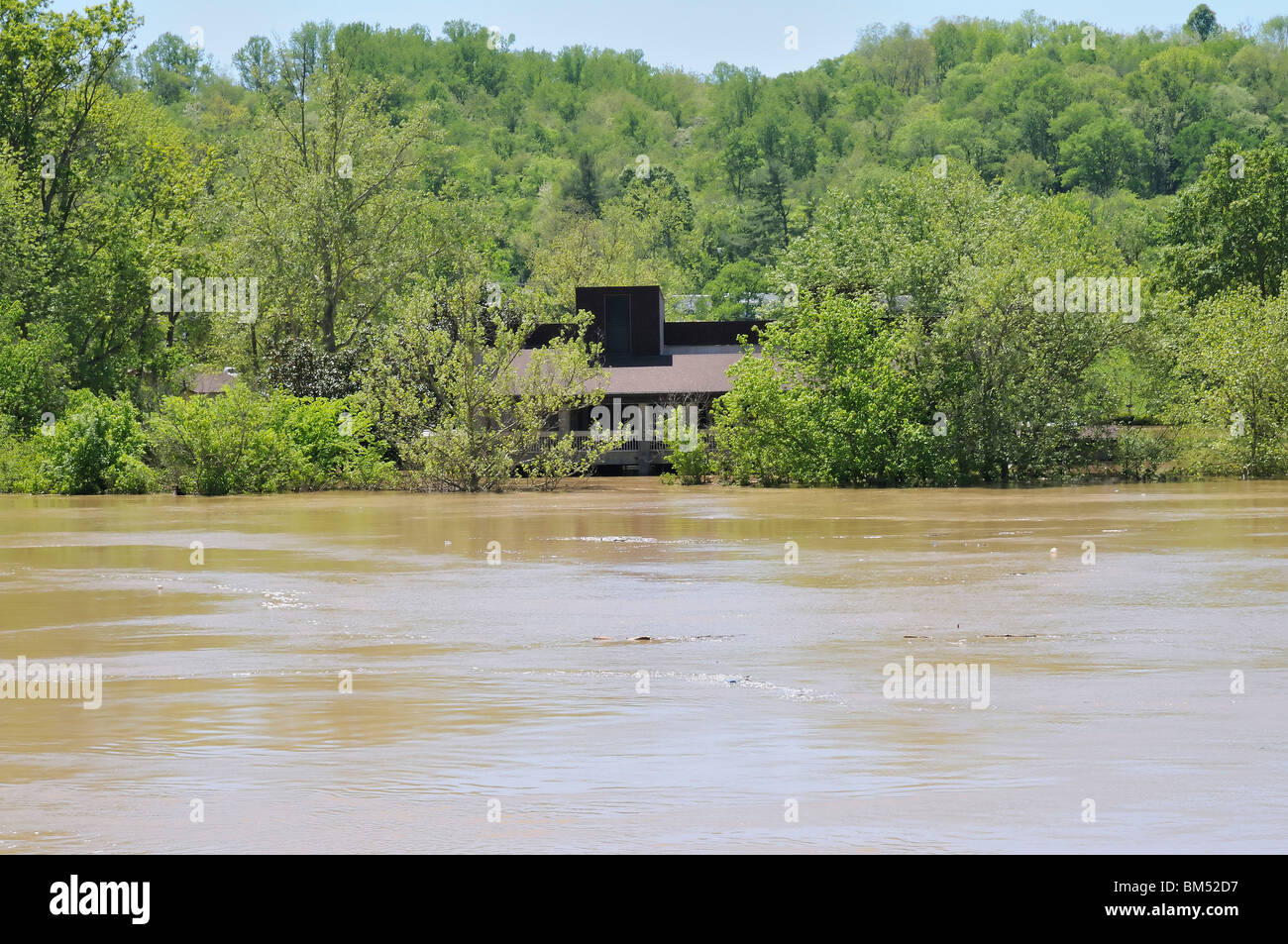 Flooding waters of the Kentucky River at Fort Boonesborough Kentucky ...