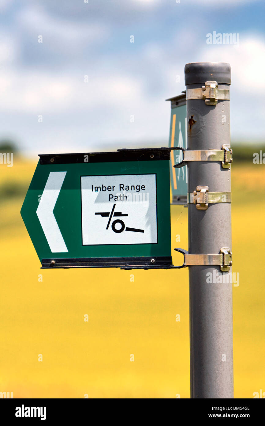 Imber Range Path Signpost on the  Salisbury Plain Training Area (SPTA) in Wiltshire United Kingdom Stock Photo