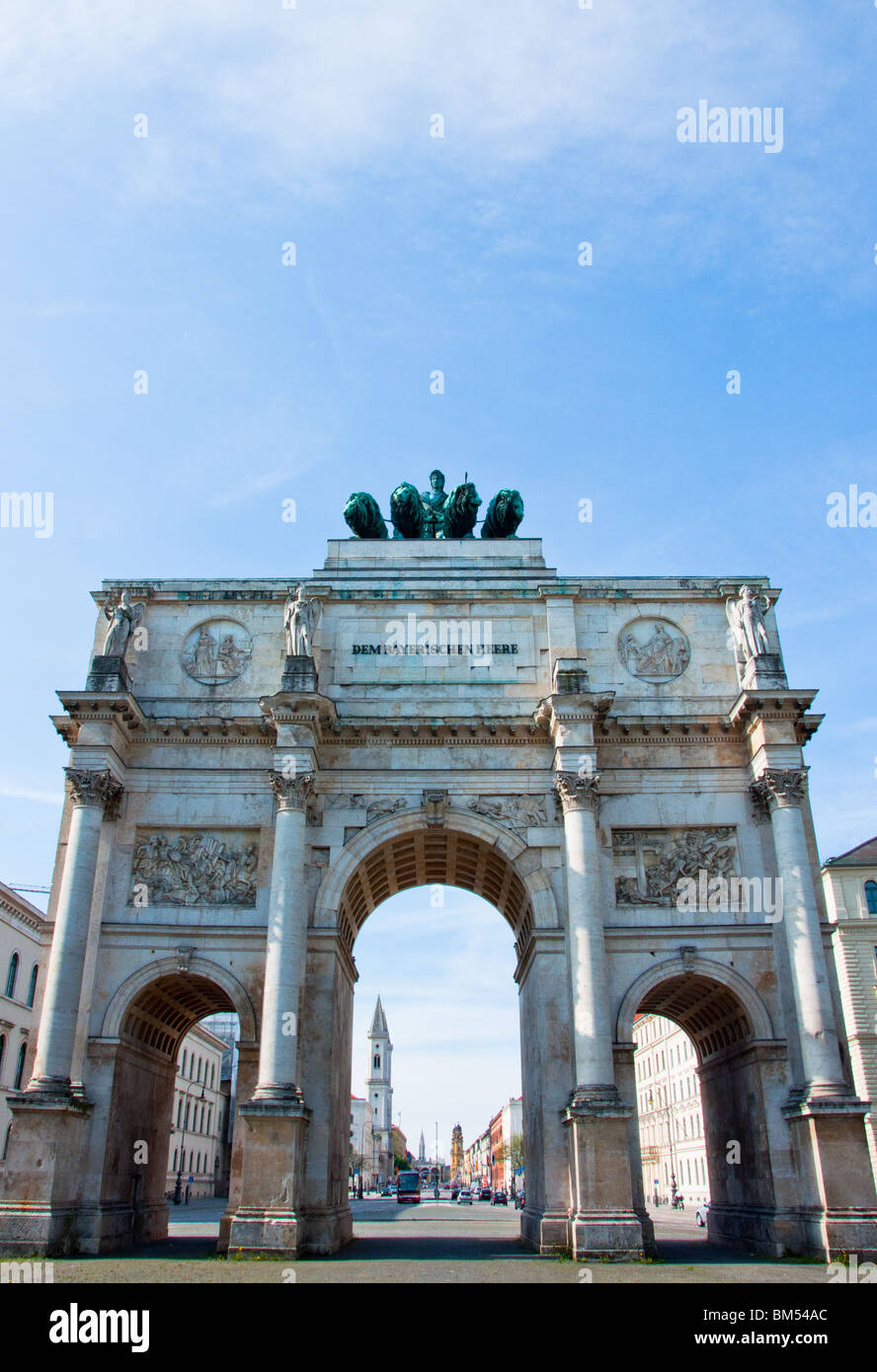View through the Siegestor (Victory Arch), Munich Stock Photo