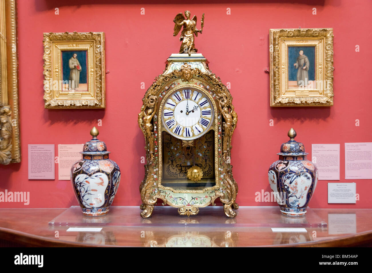 Ornate gold clock in The Dulwich Picture Gallery, London, England, UK Stock Photo