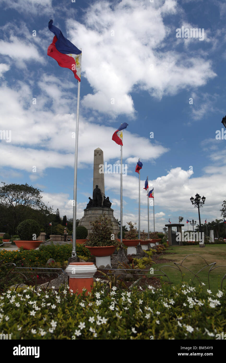 The Rizal Monument, dedicated to national hero Dr Jose Rizal in Rizal Park or Luneta in Manilla in the Philippines. Stock Photo