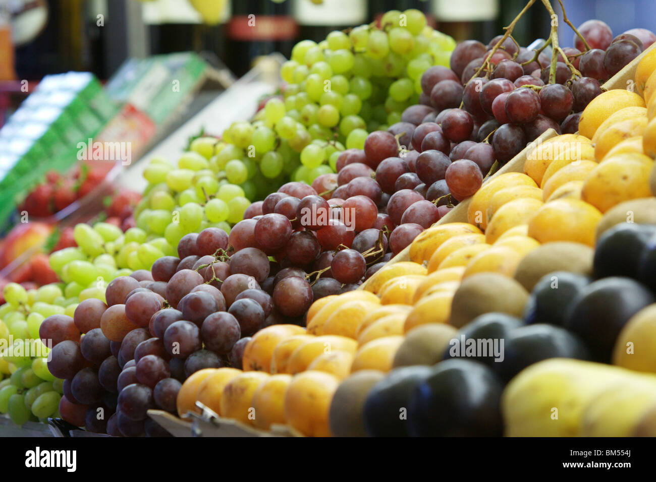 Mixed fruits in 'Greengrocer's Shop' Stock Photo