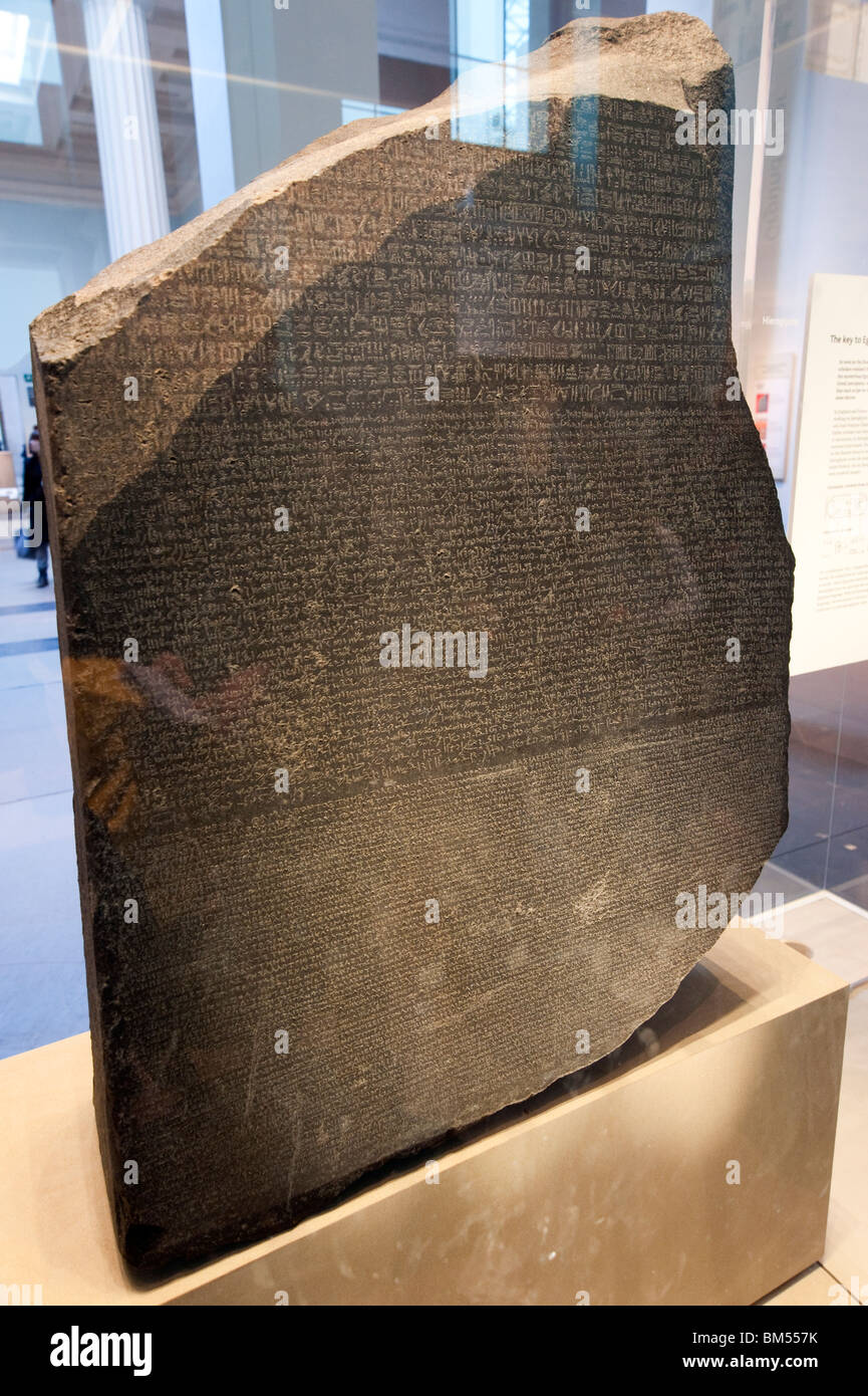 Rosetta Stone at the British Museum, London, England, Britain, UK Stock Photo