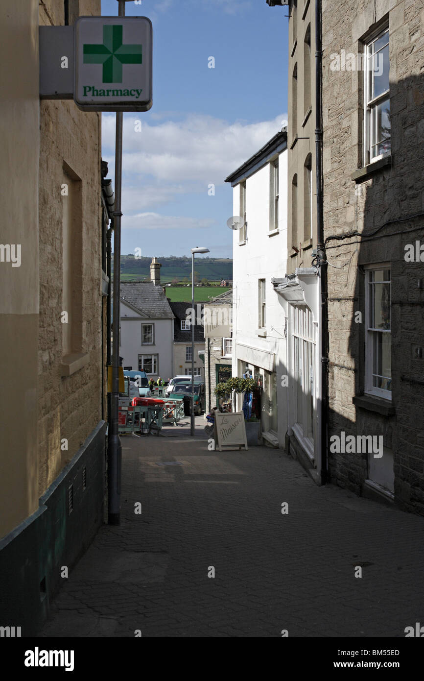 Street scene in Hay on Wye Powys Mid Wales Stock Photo