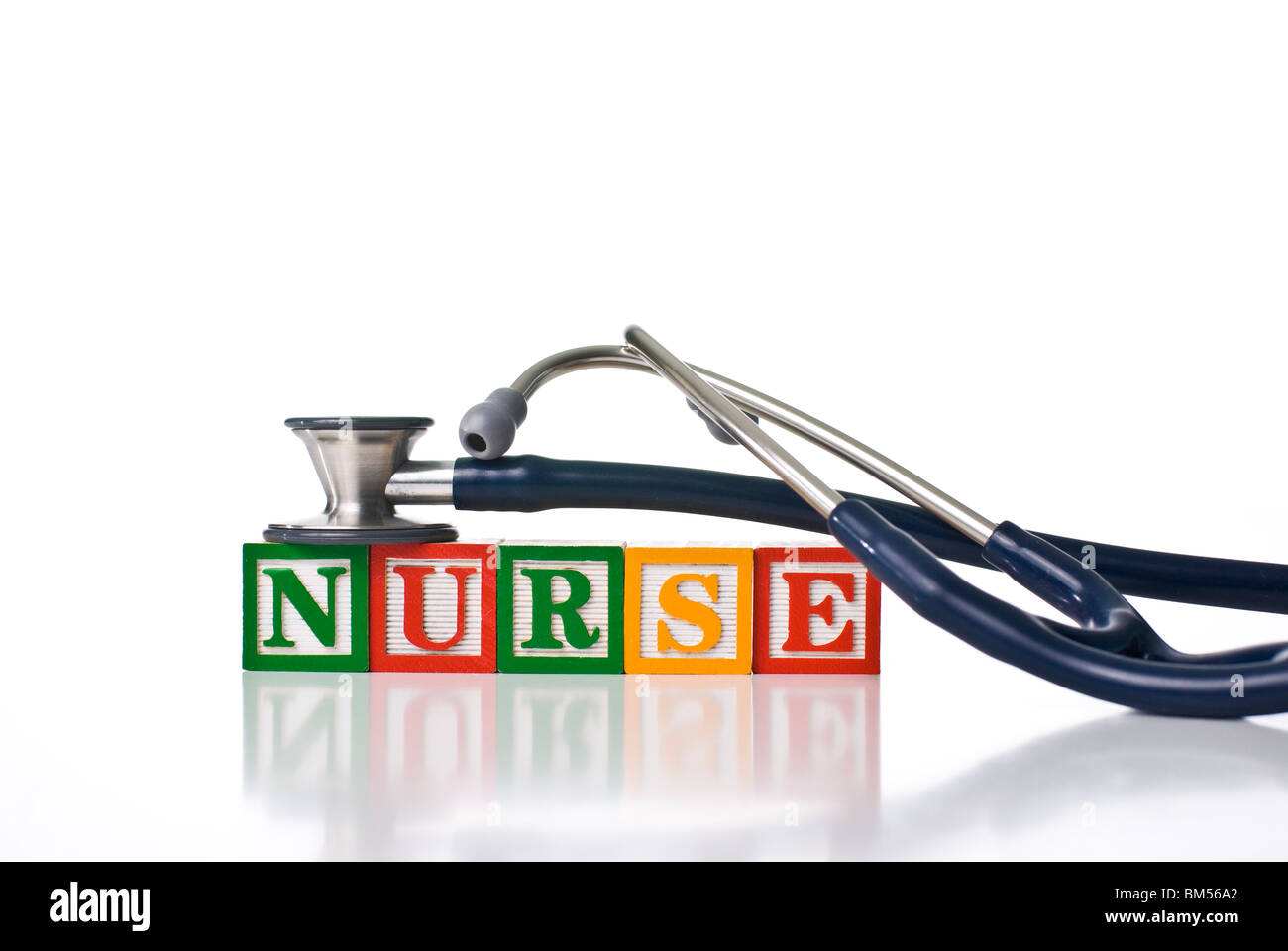 Colorful Children S Blocks Spelling Nurse With A Stethoscope Stock Photo Alamy