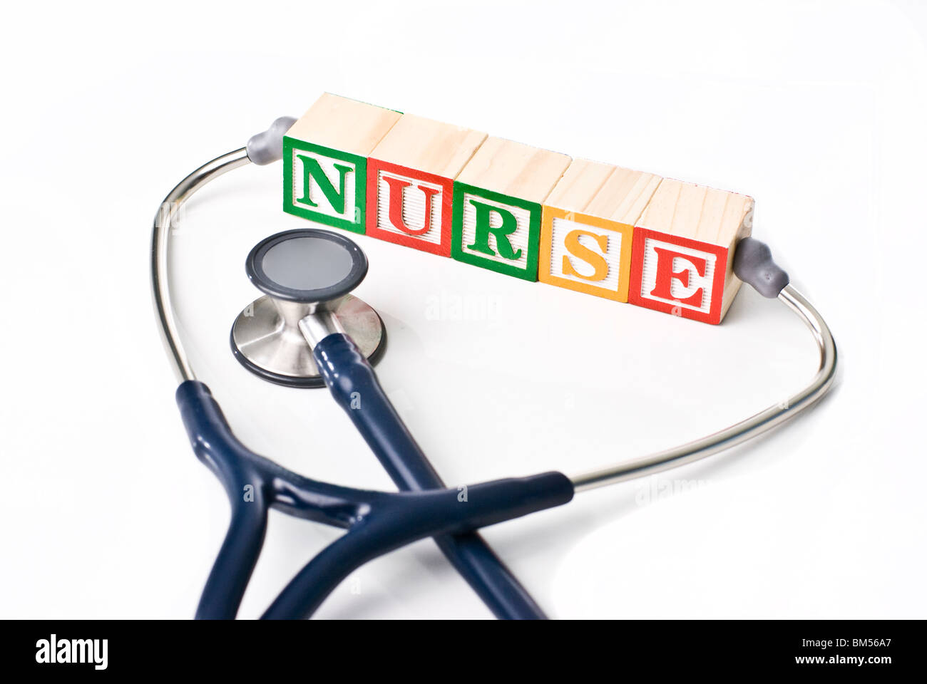Colorful Children S Blocks Spelling Nurse With A Stethoscope Stock Photo Alamy