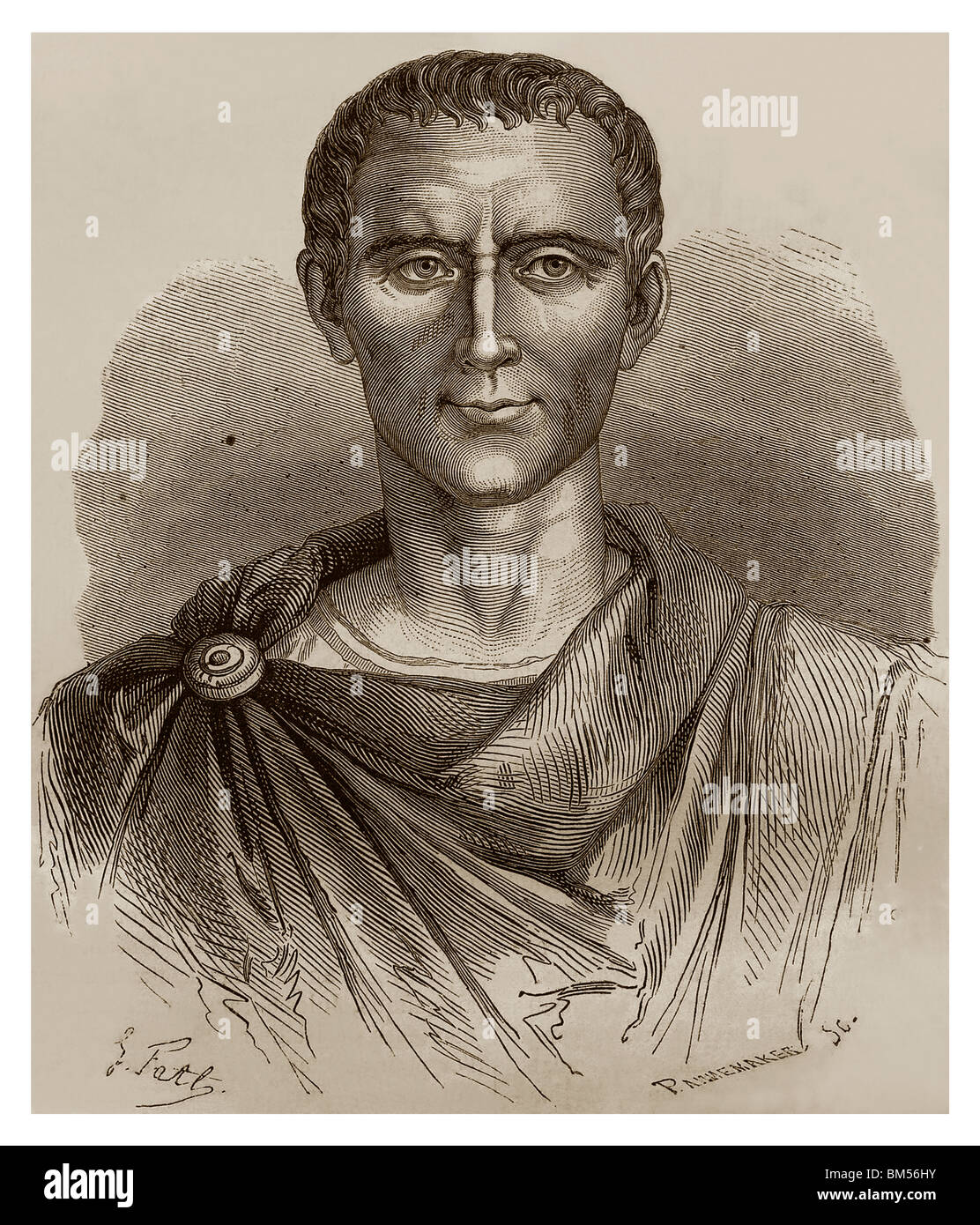 Gaius Julius Caesar (near 100 BC - 44 BC): Roman General, writer and political leader who conquered Gaul. Stock Photo