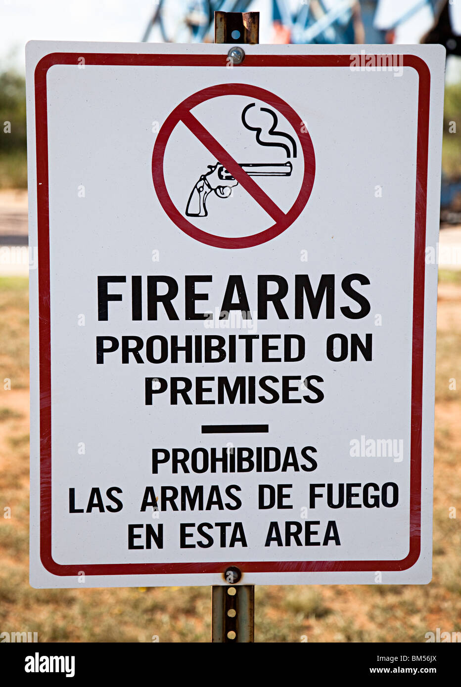 Firearms prohibited on premises sign Petroleum Museum Midland Texas USA Stock Photo
