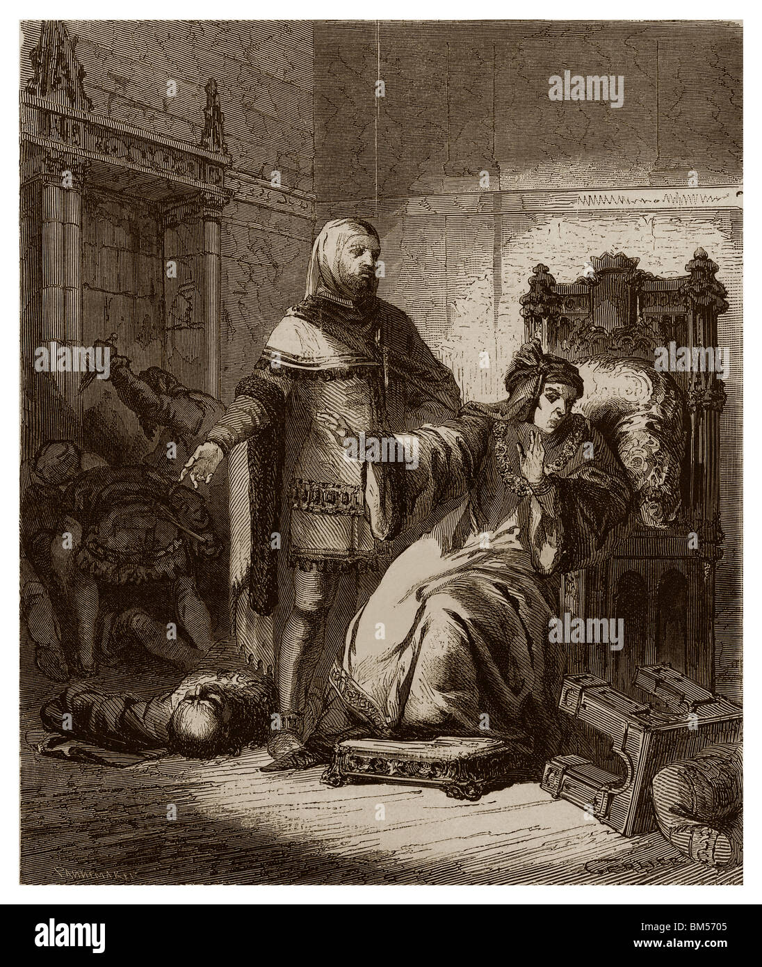 On 23rd February 1358, Provost Etienne Marcel in the room of Dauphin Charles V. Stock Photo