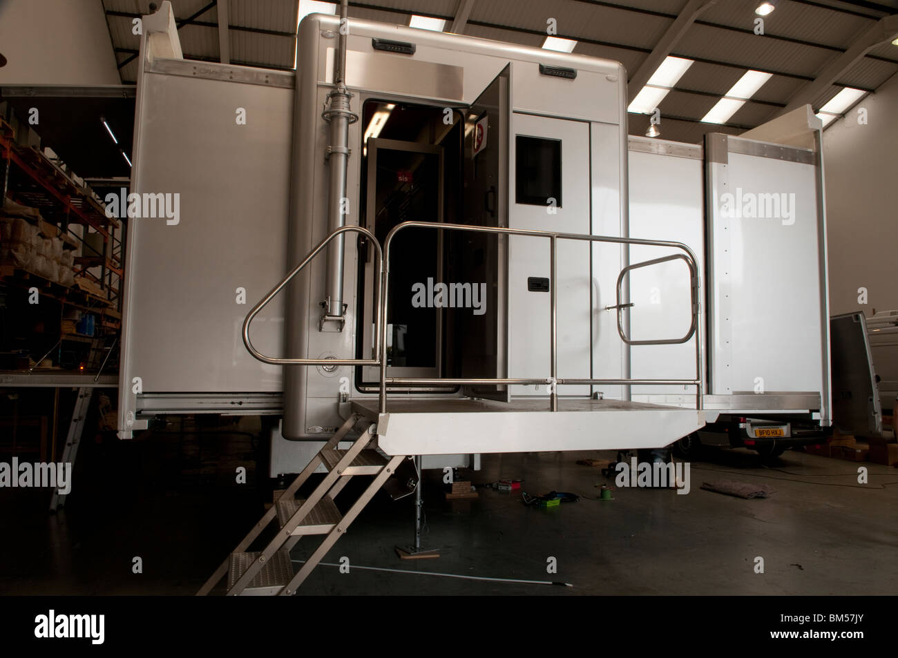 entrance way to outside Broadcast trailer, Stock Photo