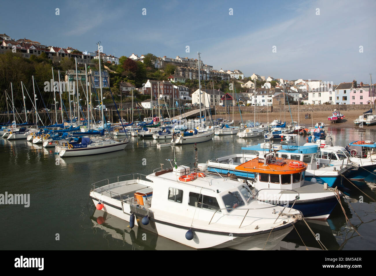 UK, England, Devon, Ilfracombe, leisure boats moored in the harbour Stock Photo