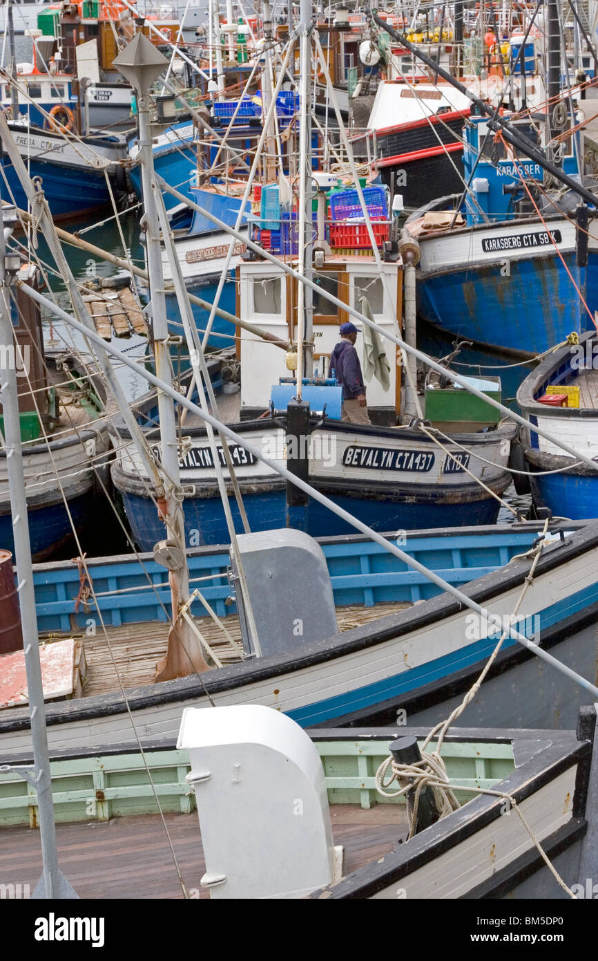 Fishing boats in Cape Town harbor, South africa Stock Photo