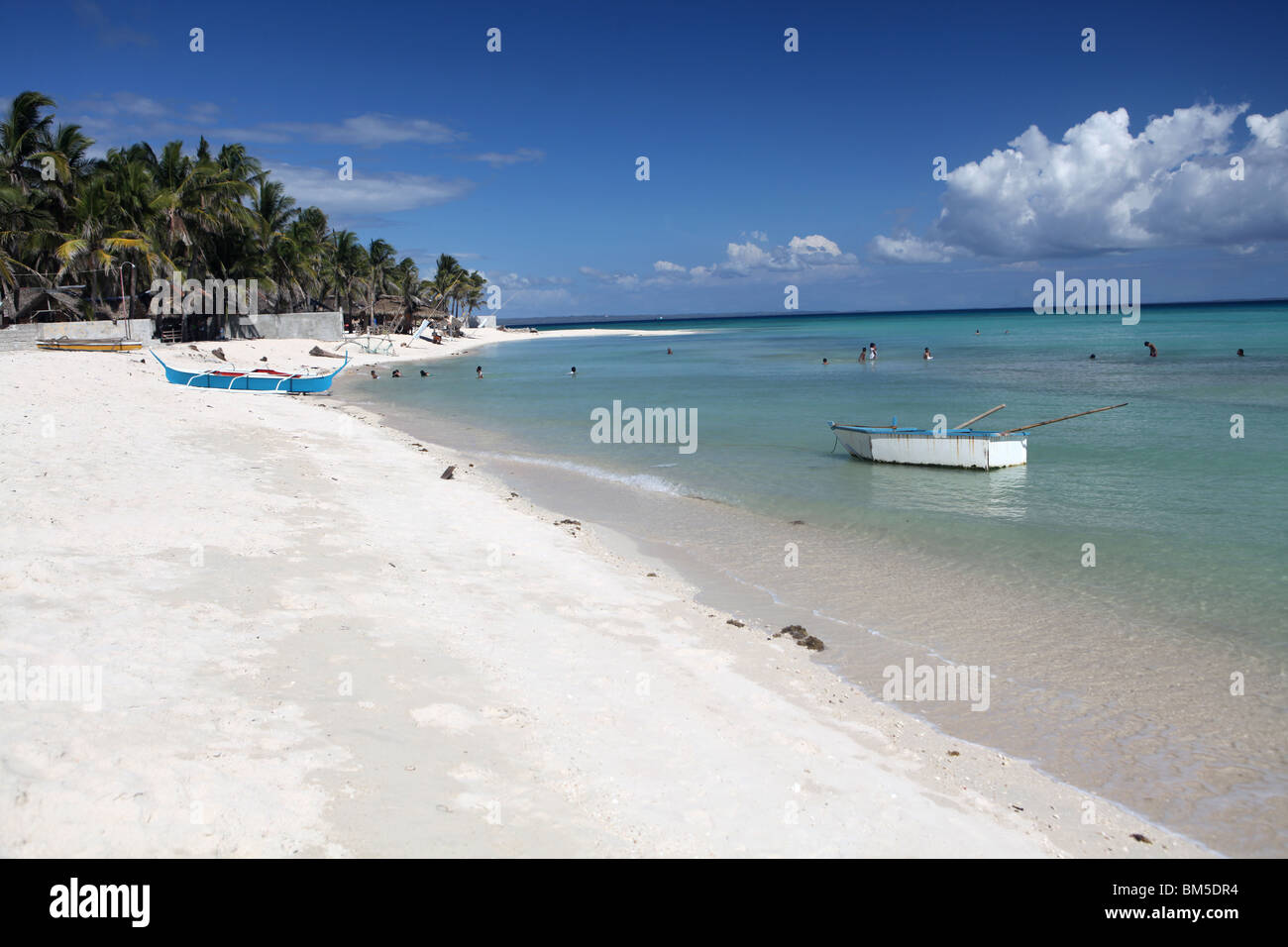 The white sand of Sugar Beach, near Santa Fe town on Bantayan Island in the Visayas region of the Philippines. Stock Photo