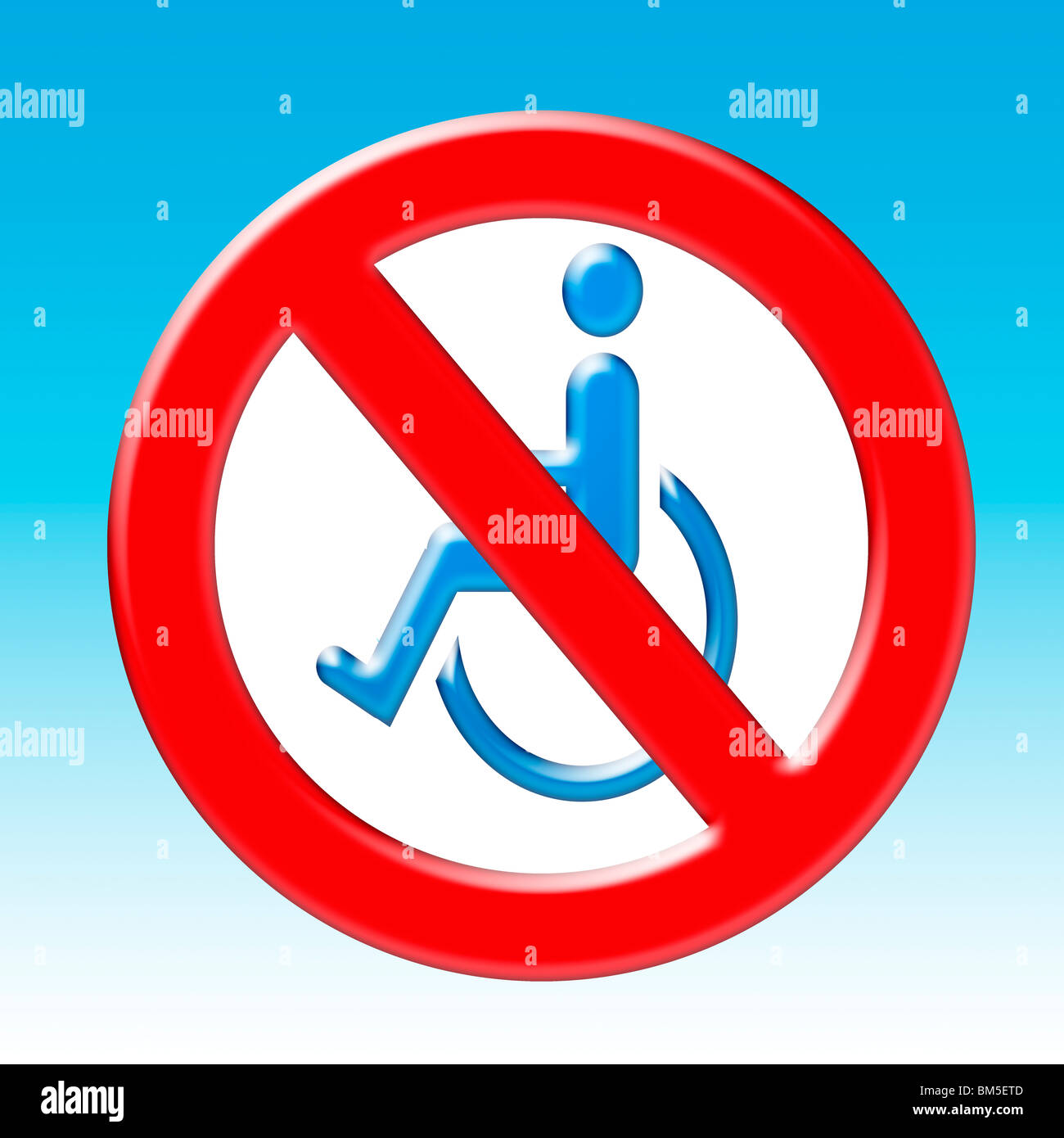 No Disabled Sign. Conceptual Image about Disability Hate Crime and Prejudice Stock Photo