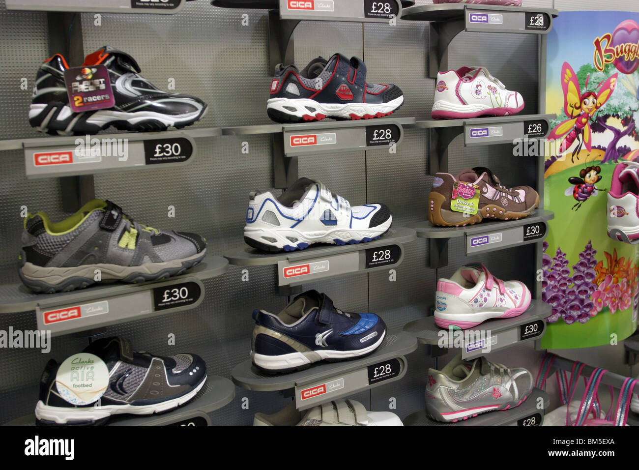 display in Clarks Shoe Shop Stock Photo 