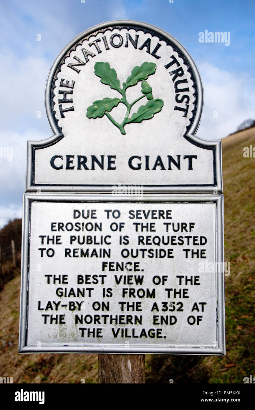 National Trust sign for the Cerne Giant Stock Photo