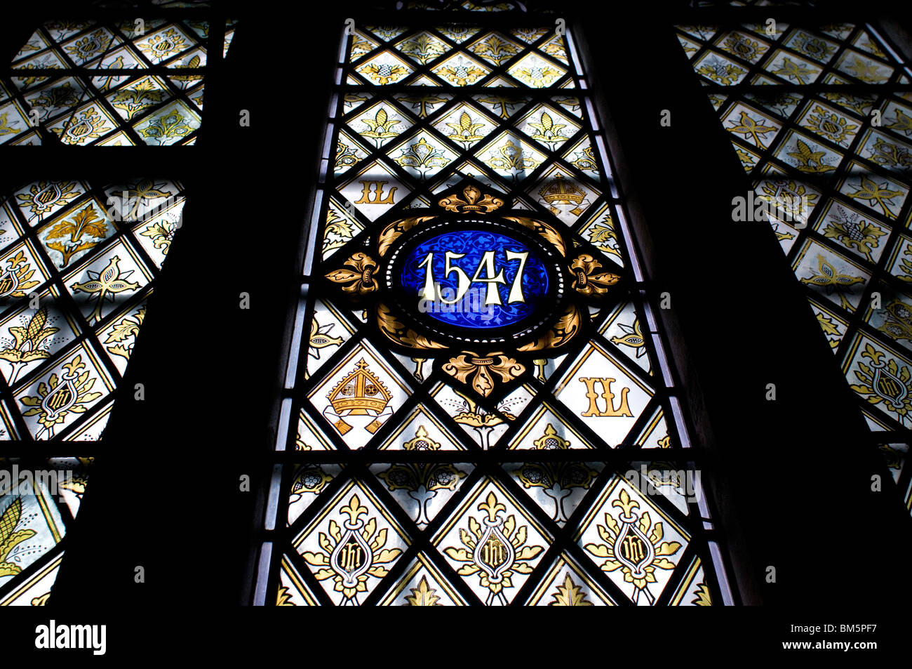 Stained glass window dated 1547, Lincoln Cathedral Stock Photo Alamy