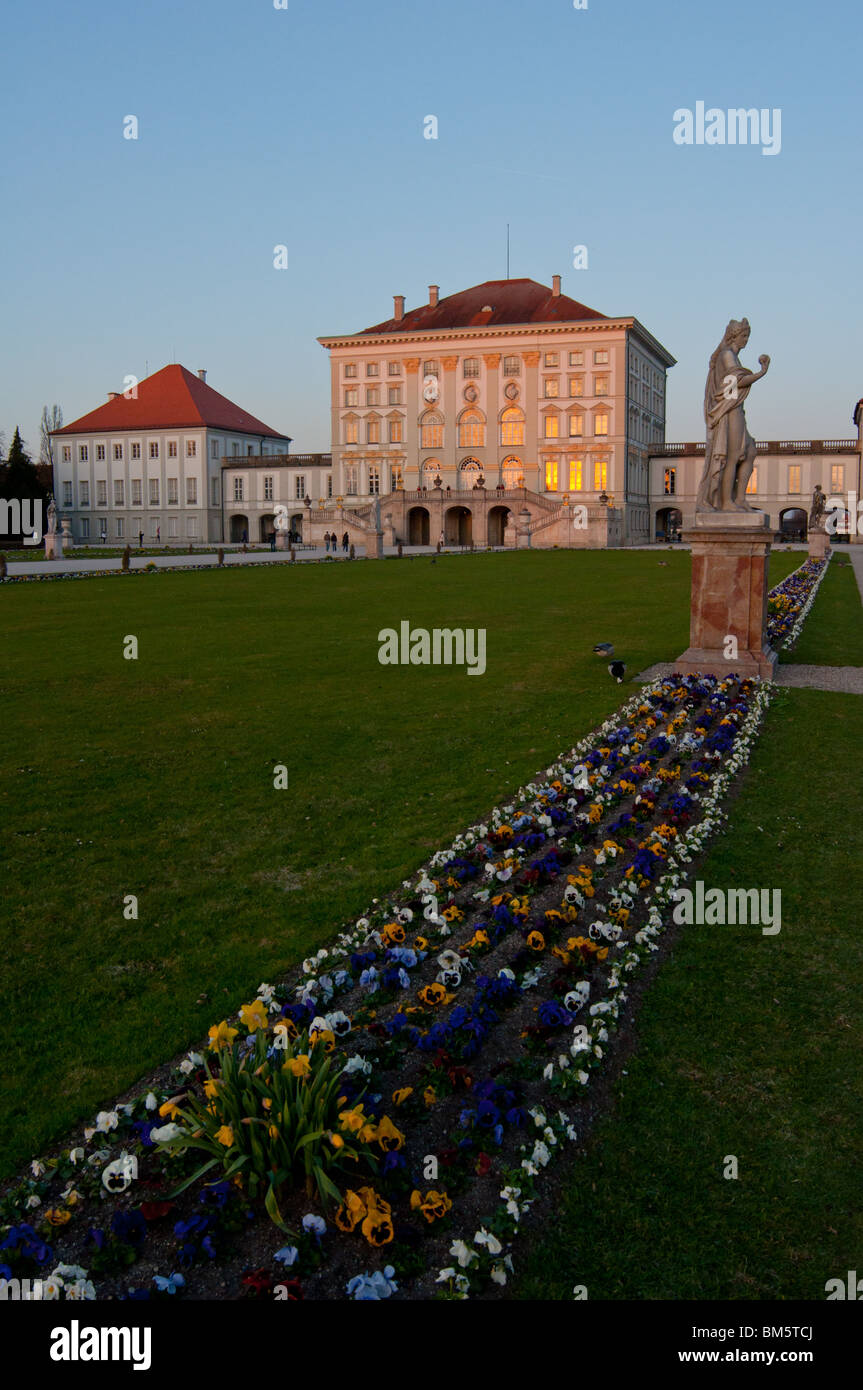 Spring flower beds at Nymphenburg palace, Munich Stock Photo