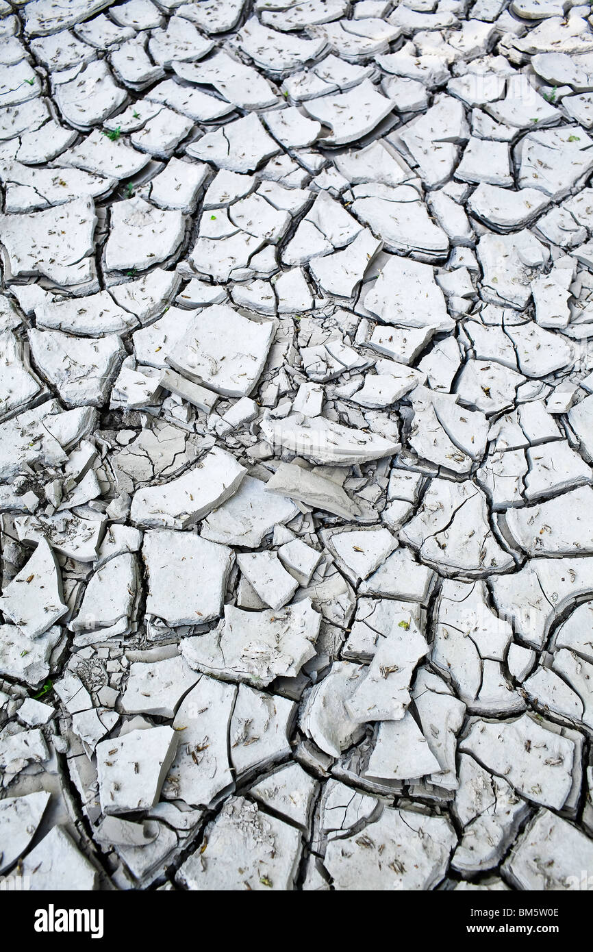 Cracked clay mud due to a recent drought. Stock Photo