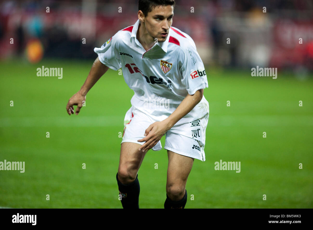 Jesus Navas looking at the game. Stock Photo