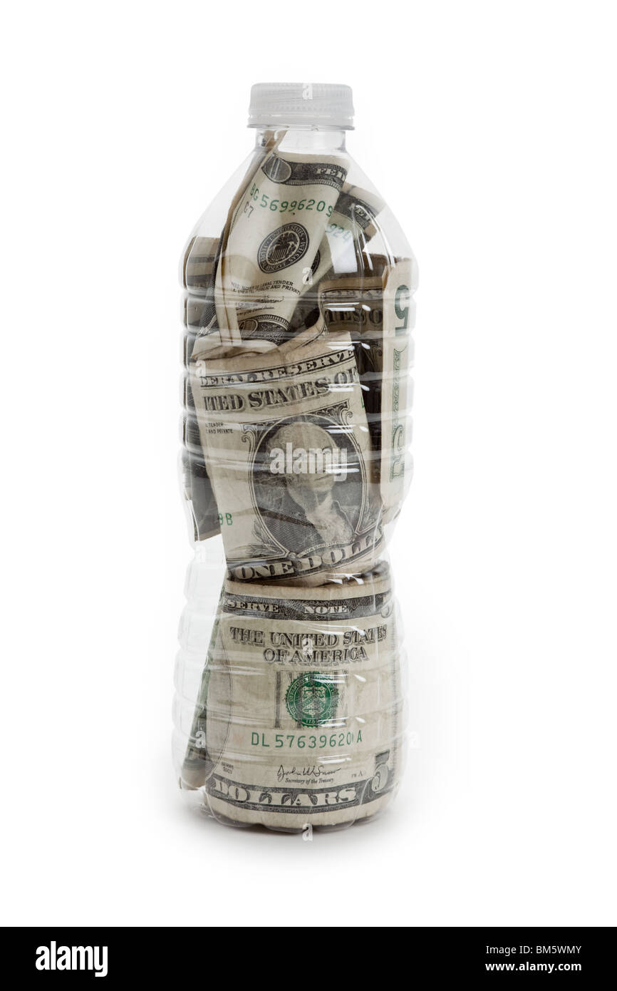 Plastic Bottle and Dollar with white background Stock Photo Alamy