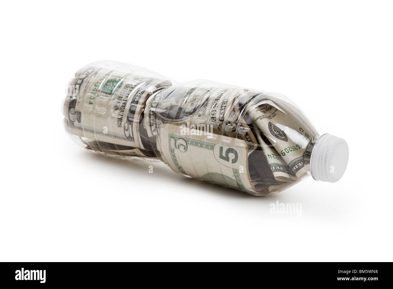 Plastic Bottle and Dollar with white background Stock Photo Alamy