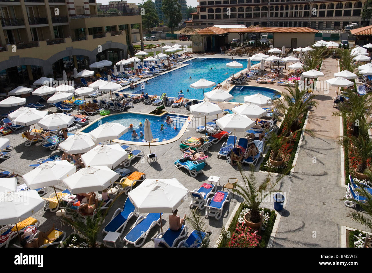 Pool from above, Sunny beach, people having fun, Black Sea, Balkan ...