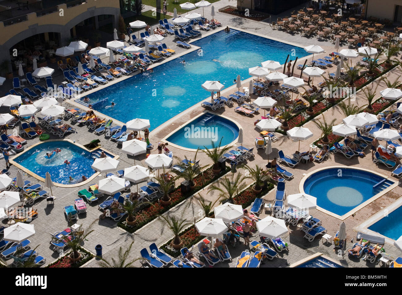 Pool from above, Sunny beach, Modern architecture, Black Sea, Balkan ...