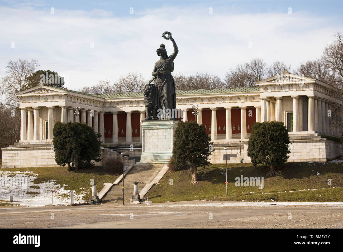 The statue of the goddess Bavaria (Tellus Bavarica) by the Ruhmeshalle in Munich, Germany. Stock Photo