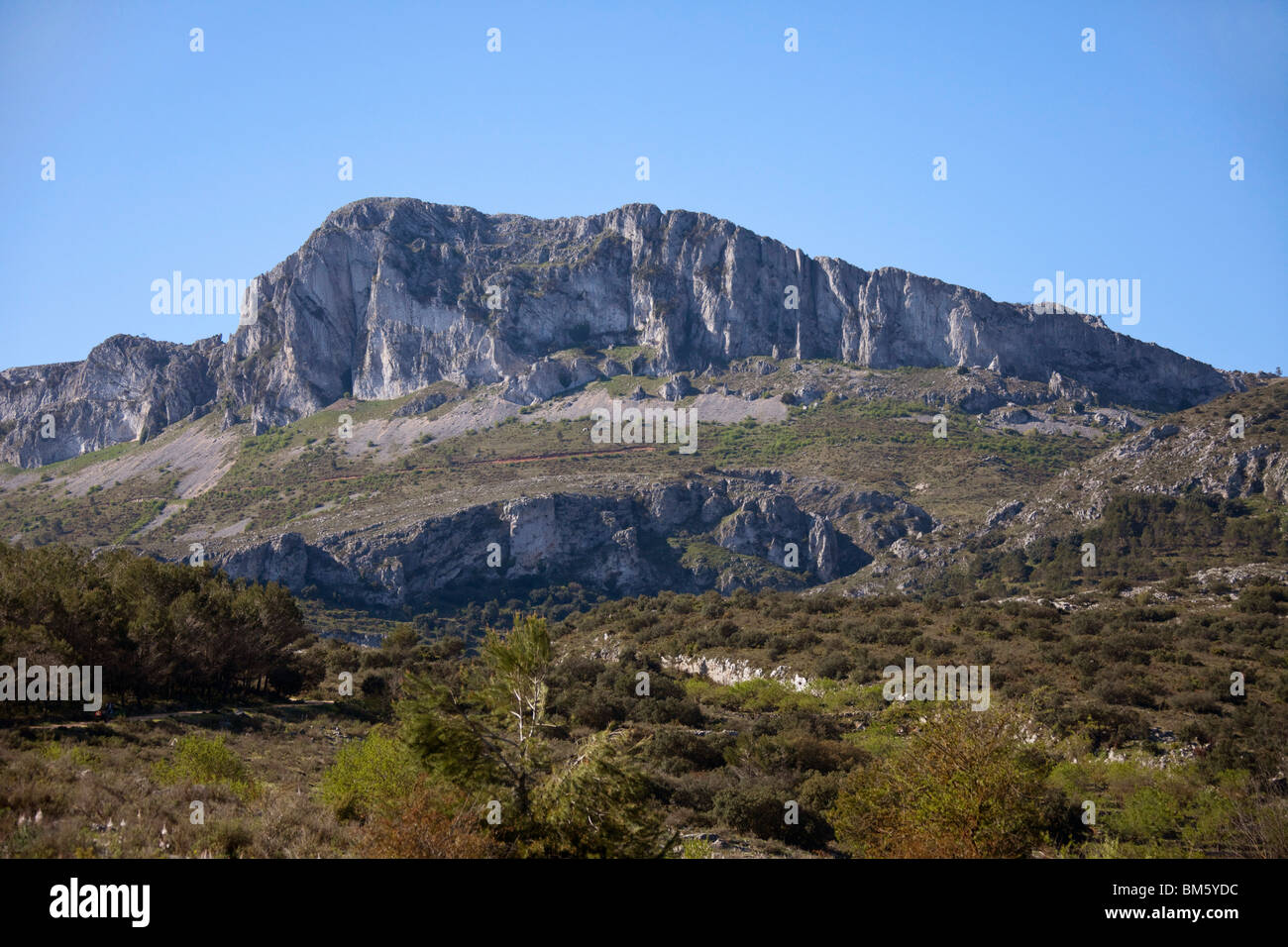 Mountain, Rock formation, Castell de Castells Marina Alta Costa Blanca , Spain Horizontal 106070 Spain10 Stock Photo