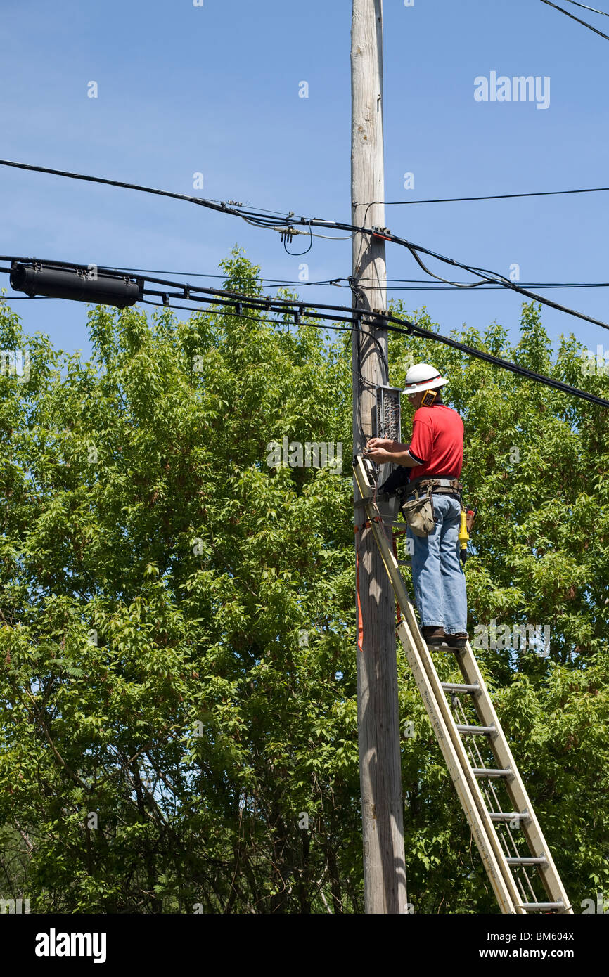 Telephone lineman hires stock photography and images Alamy