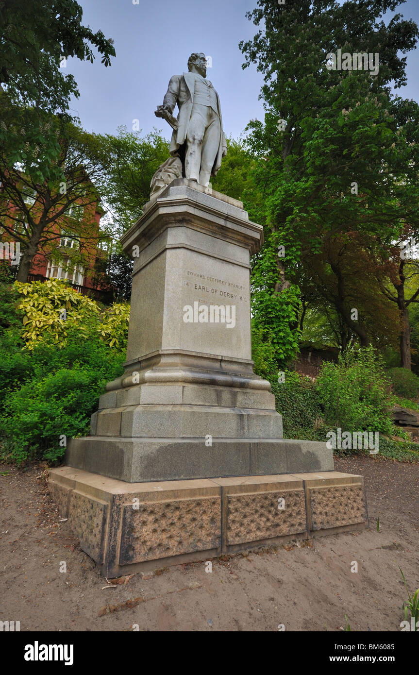 The Earl of Derby statue in Avenham Park preston Stock Photo