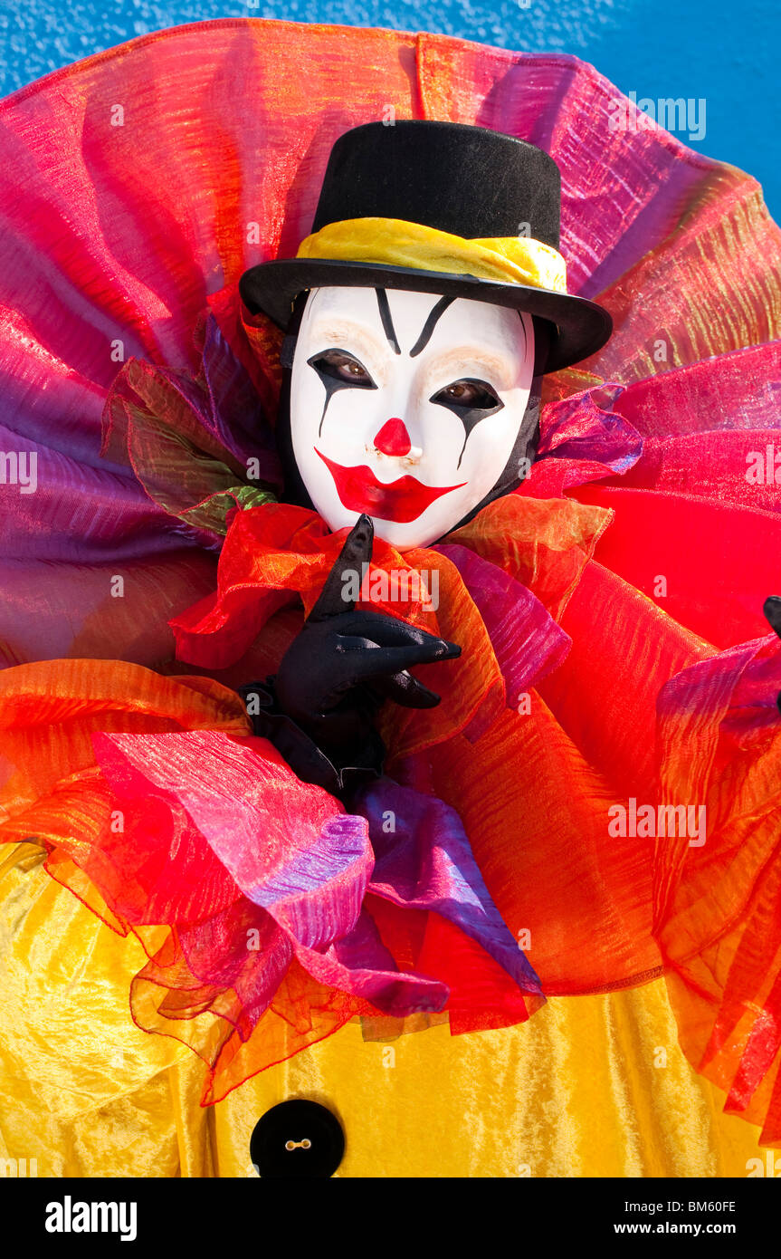 Clown at Venice Carnival, Italy. Stock Photo