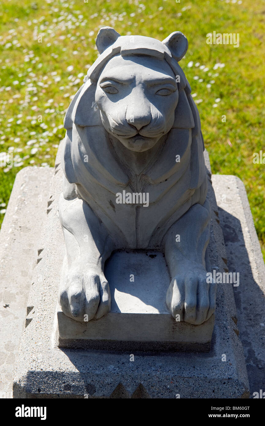 A lion statue near Prospect Point just above the Lion's Gate Bridge in Vancouver, Canada Stock
